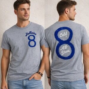 Hollister Y2k 90's Mens Sz L Gray Short Sleeve T Shirt Retro Casual